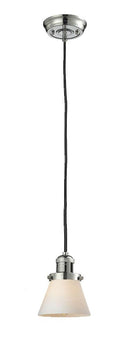 Innovations Lighting Small Cone 1-100 watt 6 inch Polished Nickel Mini Pendant Matte White Cased glass 201CPNG61