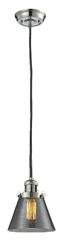Innovations Lighting Small Cone 1-100 watt 6 inch Polished Nickel Mini Pendant Smoked glass 201CPNG63