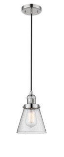 Innovations Lighting Small Cone 1-100 watt 6 inch Polished Nickel Mini Pendant Seedy glass 201CPNG64