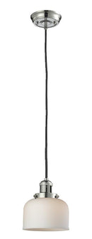 Innovations Lighting Large Bell 1-100 watt 8 inch Polished Nickel Mini Pendant Matte White Cased glass 201CPNG71