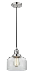 Innovations Lighting Large Bell 1-100 watt 8 inch Polished Nickel Mini Pendant Clear glass 201CPNG72