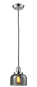 Innovations Lighting Large Bell 1-100 watt 8 inch Polished Nickel Mini Pendant Smoked glass 201CPNG73