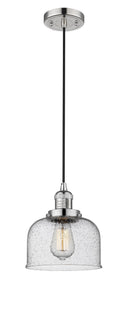 Innovations Lighting Large Bell 1-100 watt 8 inch Polished Nickel Mini Pendant Seedy glass 201CPNG74