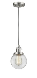 Innovations Lighting Beacon 1-100 watt 6 inch Brushed Satin Nickel Mini Pendant Clear glass 201CSNG2026