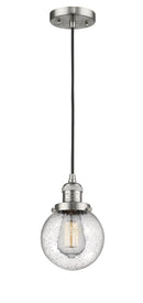 Innovations Lighting Beacon 1-100 watt 8 inch Antique Copper Mini Pendant Seedy glass 201CSNG2046