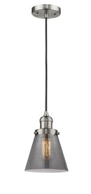 Innovations Lighting Small Cone 1-100 watt 6 inch Brushed Satin Nickel Mini Pendant Smoked glass 201CSNG63