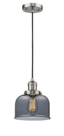 Innovations Lighting Large Bell 1-100 watt 8 inch Brushed Satin Nickel Mini Pendant Smoked glass 201CSNG73