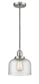 Innovations Lighting Large Bell 1-100 watt 8 inch Antique Copper Mini Pendant Seedy glass 201CSNG74