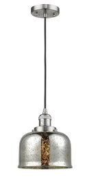 Innovations Lighting Large Bell 1-100 watt 8 inch Brushed Satin Nickel Mini Pendant Silver Plated Mercury glass 201CSNG78