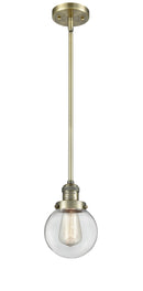 Innovations Lighting Beacon 1-100 watt 6 inch Antique Brass Mini Pendant Clear glass Hang Straight Swivel 201SABG2026