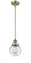 Innovations Lighting Beacon 1-100 watt 6 inch Antique Brass Mini Pendant Seedy glass Hang Straight Swivel 201SABG2046