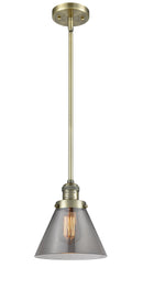 Innovations Lighting Large Cone 1-100 watt 8 inch Antique Brass Mini Pendant Smoked glass Hang Straight Swivel 201SABG43