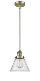 Innovations Lighting Large Cone 1-100 watt 8 inch Antique Brass Mini Pendant Seedy glass Hang Straight Swivel 201SABG44