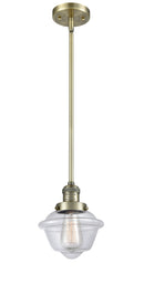 Innovations Lighting Small Oxford 1-100 watt 8 inch Antique Brass Mini Pendant Clear glass Hang Straight Swivel 201SABG532