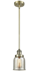Innovations Lighting Small Bell 1-100 watt 5 inch Antique Brass Mini Pendant Silver Plated Mercury glass Hang Straight Swivel 201SABG58