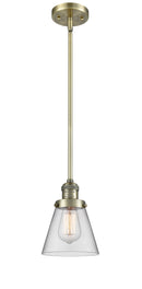 Innovations Lighting Small Cone 1-100 watt 6 inch Antique Brass Mini Pendant Clear glass Hang Straight Swivel 201SABG62