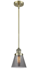 Innovations Lighting Small Cone 1-100 watt 6 inch Antique Brass Mini Pendant Smoked glass Hang Straight Swivel 201SABG63