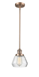 Innovations Lighting Fulton 1-100 watt 7 inch Antique Copper Mini Pendant Clear glass Hang Straight Swivel 201SACG172