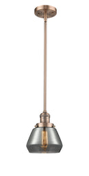 Innovations Lighting Fulton 1-100 watt 7 inch Antique Copper Mini Pendant Smoked glass Hang Straight Swivel 201SACG173