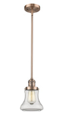 Innovations Lighting Bellmont 1-100 watt 6.5 inch Antique Copper Mini Pendant Clear glass Hang Straight Swivel 201SACG192