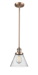 Innovations Lighting Large Cone 1-100 watt 8 inch Antique Copper Mini Pendant Seedy glass Hang Straight Swivel 201SACG44