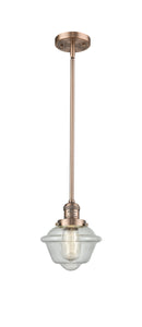 Innovations Lighting Small Oxford 1-100 watt 8 inch Antique Copper Mini Pendant Seedy glass Hang Straight Swivel 201SACG534