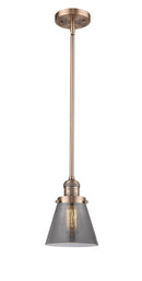 Innovations Lighting Small Cone 1-100 watt 6 inch Antique Copper Mini Pendant Smoked glass Hang Straight Swivel 201SACG63
