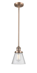 Innovations Lighting Small Cone 1-100 watt 6 inch Antique Copper Mini Pendant Seedy glass Hang Straight Swivel 201SACG64