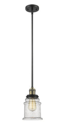 Innovations Lighting Canton 1-100 watt 6.5 inch Black Antique Brass Mini Pendant Seedy glass Hang Straight Swivel 201SBABG184