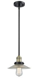 Innovations Lighting Halophane 1-100 watt 10 inch Black Antique Brass Mini Pendant Halophane glass Hang Straight Swivel 201SBABG2