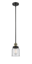 Innovations Lighting Small Bell 1-100 watt 5 inch Black Antique Brass Mini Pendant Clear glass Hang Straight Swivel 201SBABG52