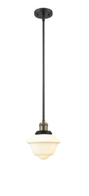 Innovations Lighting Small Oxford 1-100 watt 8 inch Black Antique Brass Mini Pendant Clear glass Hang Straight Swivel 201SBABG532