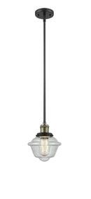 Innovations Lighting Small Oxford 1-100 watt 8 inch Black Antique Brass Mini Pendant Seedy glass Hang Straight Swivel 201SBABG534
