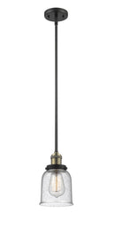 Innovations Lighting Small Bell 1-100 watt 5 inch Black Antique Brass Mini Pendant Seedy glass Hang Straight Swivel 201SBABG54
