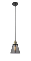 Innovations Lighting Small Cone 1-100 watt 6 inch Black Antique Brass Mini Pendant Smoked glass Hang Straight Swivel 201SBABG63