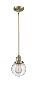 Innovations Lighting Beacon 1-100 watt 6 inch Brushed Brass Mini Pendant Seedy glass Hang Straight Swivel 201SBBG2046