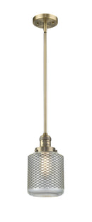Innovations Lighting Stanton 1-100 watt 6 inch Brushed Brass Mini Pendant Vintage Wire Mesh glass Hang Straight Swivel 201SBBG262