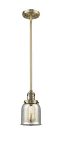 Innovations Lighting Small Bell 1-100 watt 5 inch Brushed Brass Mini Pendant Silver Plated Mercury glass Hang Straight Swivel 201SBBG58