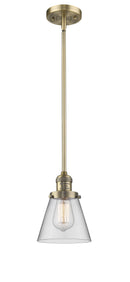 Innovations Lighting Small Cone 1-100 watt 6 inch Brushed Brass Mini Pendant Clear glass Hang Straight Swivel 201SBBG62