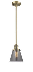 Innovations Lighting Small Cone 1-100 watt 6 inch Brushed Brass Mini Pendant Smoked glass Hang Straight Swivel 201SBBG63