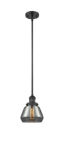 Innovations Lighting Fulton 1-100 watt 7 inch Black Mini Pendant Smoked glass Hang Straight Swivel 201SBKG173
