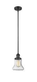 Innovations Lighting Bellmont 1-100 watt 6.5 inch Black Mini Pendant Seedy glass Hang Straight Swivel 201SBKG194