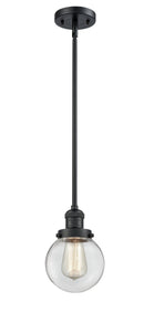 Innovations Lighting Beacon 1-100 watt 6 inch Black Mini Pendant Clear glass Hang Straight Swivel 201SBKG2026