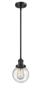 Innovations Lighting Beacon 1-100 watt 6 inch Black Mini Pendant Seedy glass Hang Straight Swivel 201SBKG2046