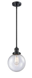 Innovations Lighting Beacon 1-100 watt 8 inch Black Mini Pendant Seedy glass Hang Straight Swivel 201SBKG2048