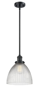 Innovations Lighting Seneca Falls 1-100 watt 10 inch Black Pendant Halophane glass Hang Straight Swivel 201SBKG222