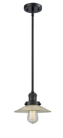 Innovations Lighting Halophane 1-100 watt 10 inch Black Mini Pendant Halophane glass Hang Straight Swivel 201SBKG2