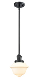 Innovations Lighting Small Oxford 1-100 watt 8 inch Black Mini Pendant Matte White Cased glass Hang Straight Swivel 201SBKG531