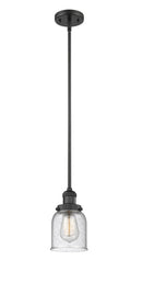 Innovations Lighting Small Bell 1-100 watt 5 inch Black Mini Pendant Seedy glass Hang Straight Swivel 201SBKG54