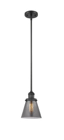 Innovations Lighting Small Cone 1-100 watt 6 inch Black Mini Pendant Smoked glass Hang Straight Swivel 201SBKG63